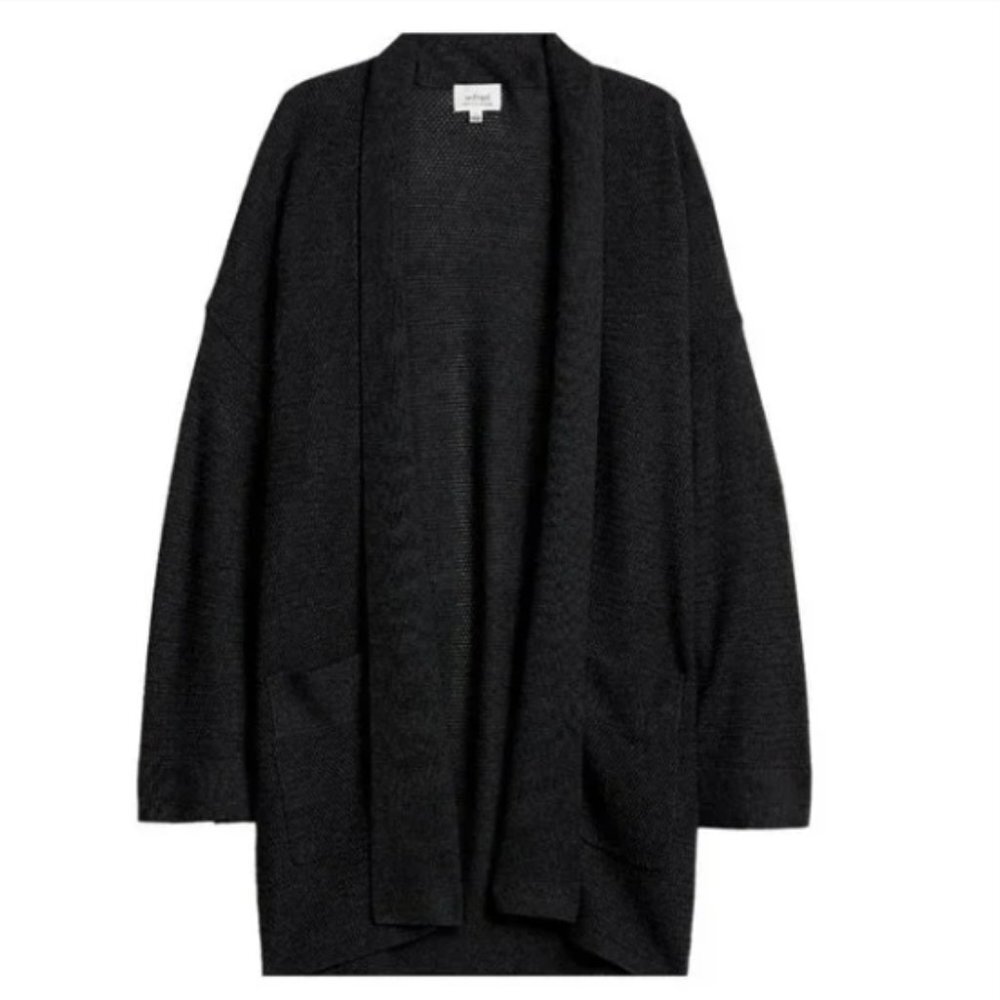 Aritzia Wilfred Dark Grey Copernic Cardigan Sweater Silk Cashmere Blend size XXS